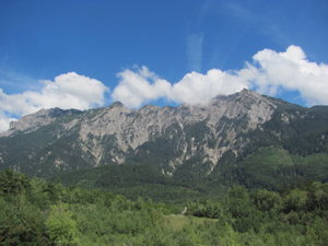 Mountainous backdrop behind Vaduz