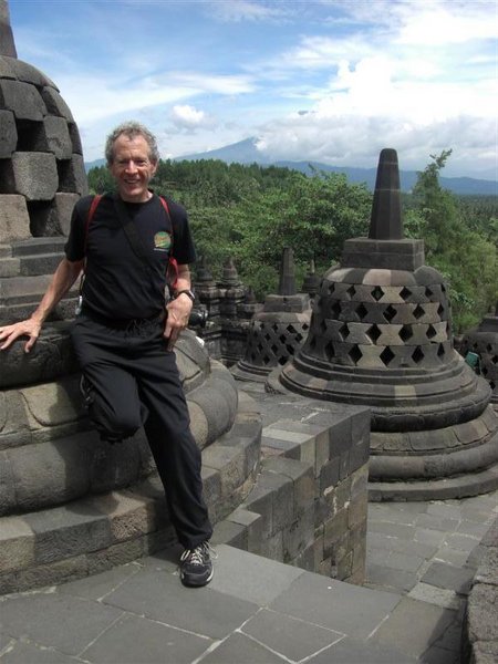 Doug Leaning on a Stupa