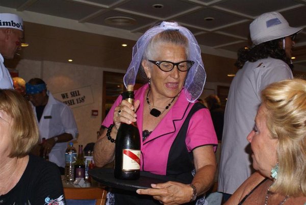 Evy Serving Up Some Champagne