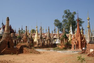 A graveyard of stupas