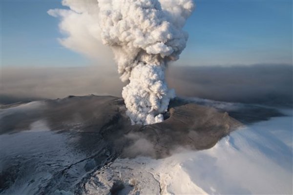 Ash spewing from the Icelandic volcano that is causing major travel issues for all of Europe