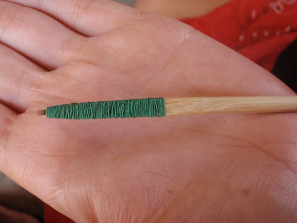 The bamboo instrument for Geena's tattoo