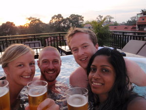Sunset in a spa with great mates and a beer