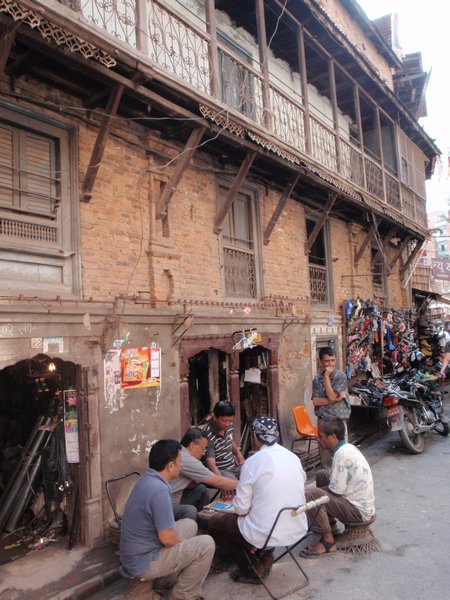 Very old building down a Kathmandu street