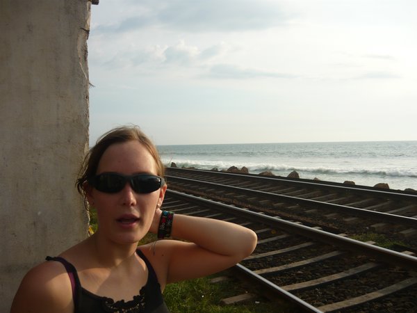 Train tracks at the Indian Ocean