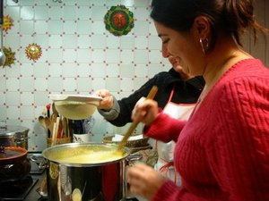stirring the polenta