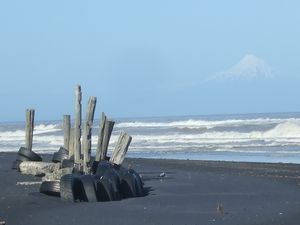 Beach with view of Mount Egmont