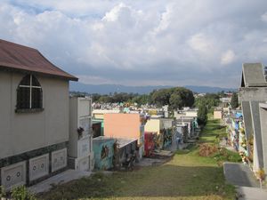 overlooking the cemetery