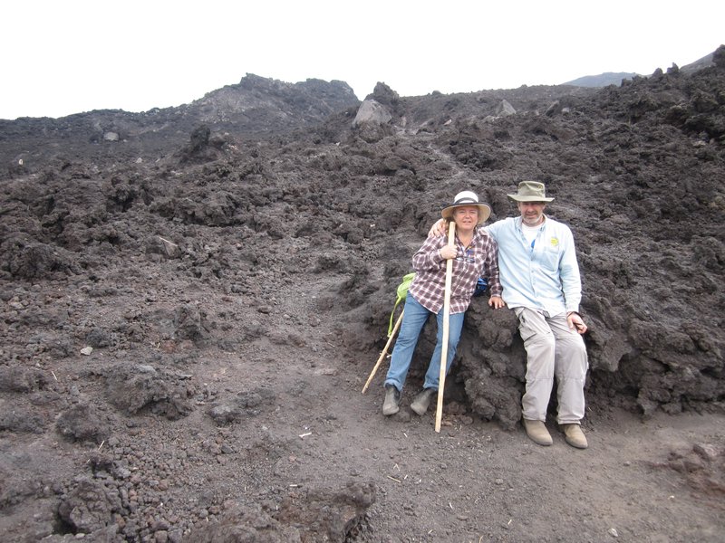 Jim and I sitting on volcanic rock