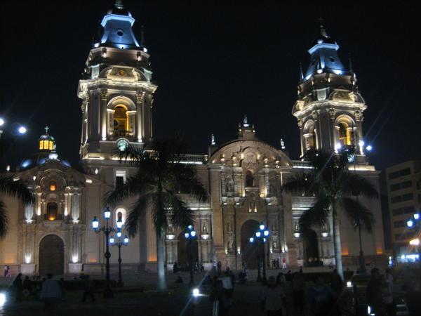 Lima's Cathedral by night