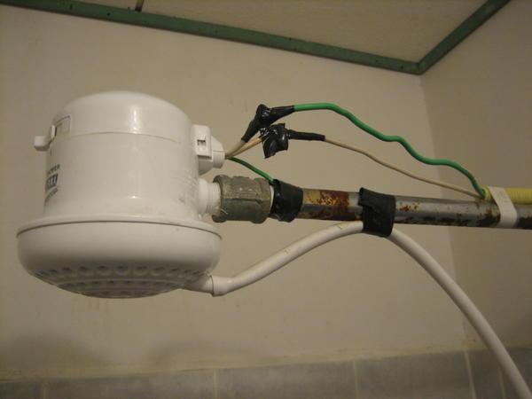 Dodgy hot shower wiring