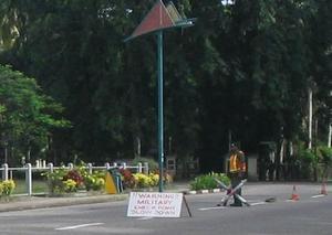 Military In Suva With Scary Sign..