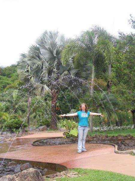 Bobby getting wet in Doi Tung gardens