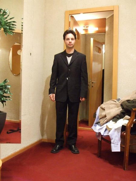 matt trying on his new suit