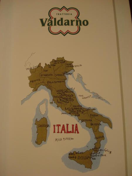 map of italy outside of restaurant