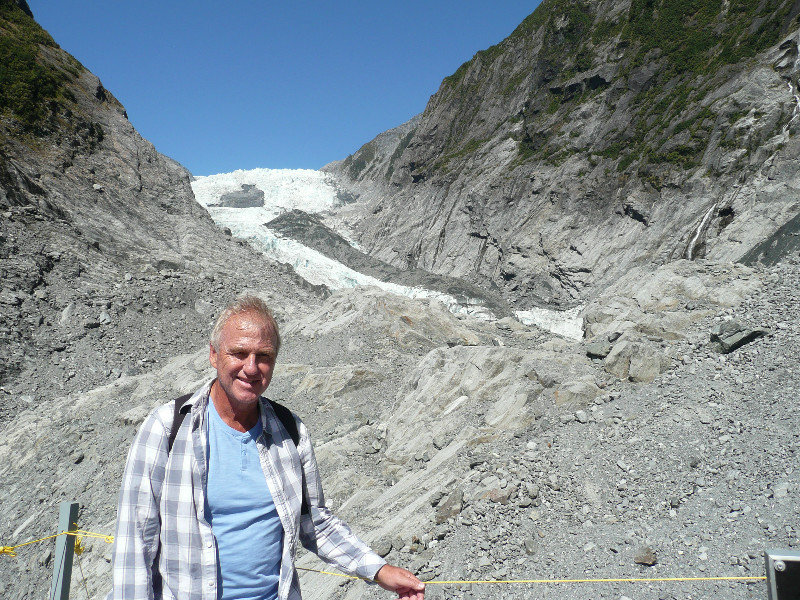 Iain at the foot of Franz Josef glacier