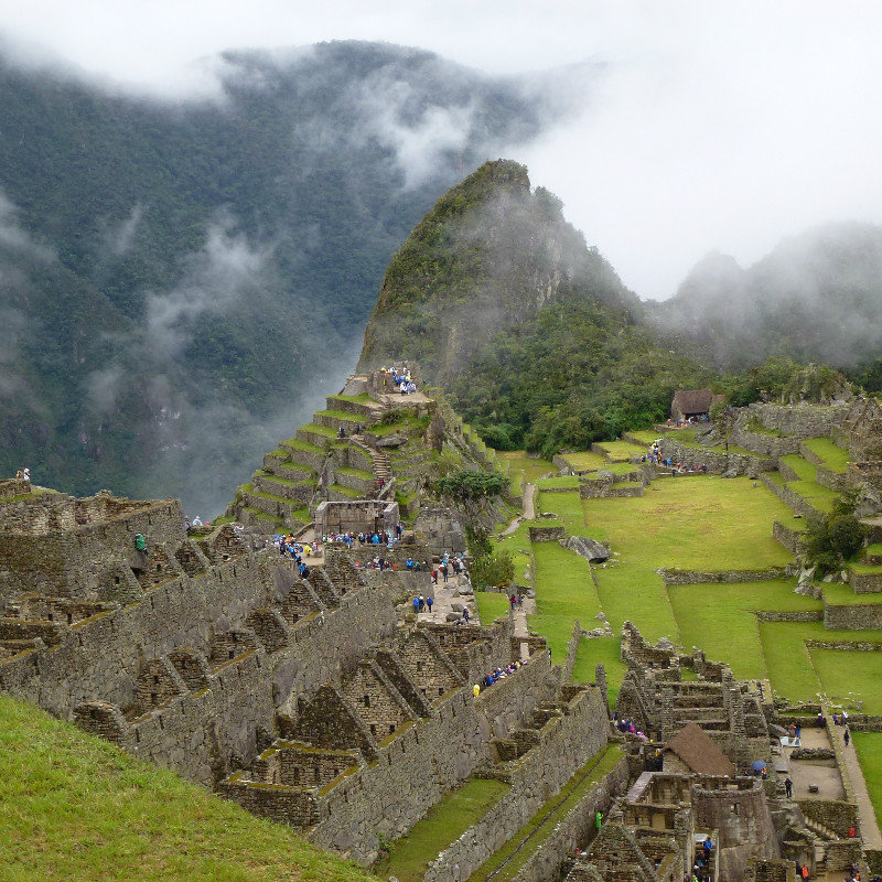 Clouds swirling over Machu Picchu