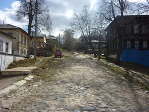Sunny street in Kozhmodimiansk