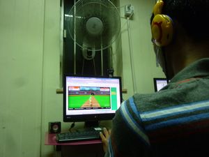 Yes, this guy is playing online cricket