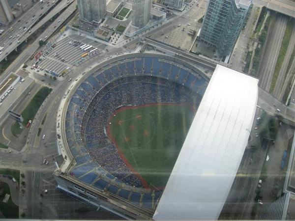 View from the glass floor of CN Tower