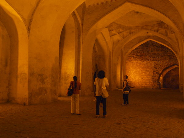inside the fort at Golkunda with bhawan, maggie & rach