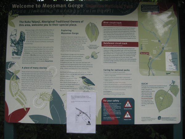 Mossman Gorge info board