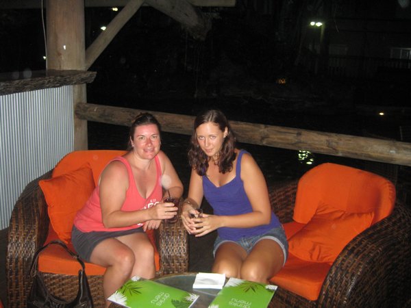 Sandra and I having a drink at Treetops Resort