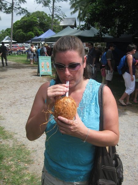 Me drinking fresh coconut