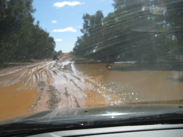 The road was a little under water in places