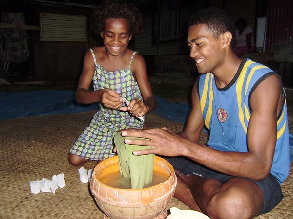 Oscar's kids making Kava