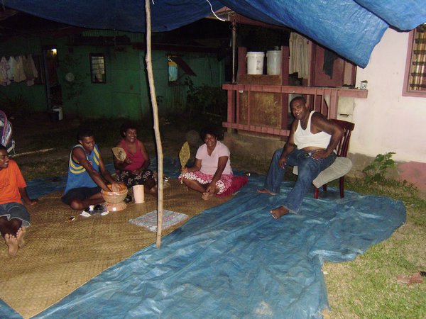 Kava ceremony at Oscar's house