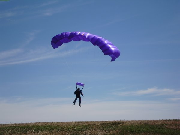 Gerald landing his reserve parachute
