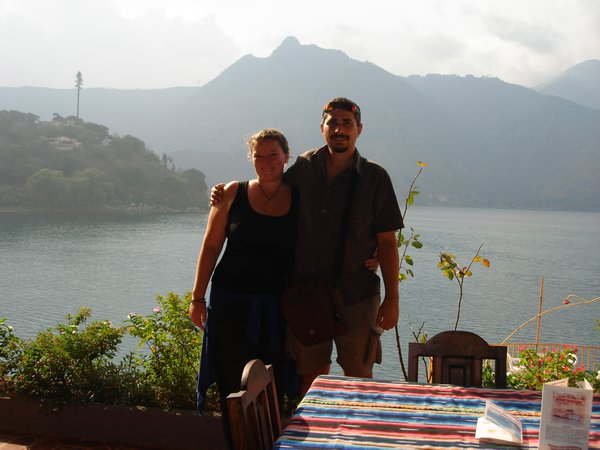 Sheryl and Steve with Lake Atitlan behind.