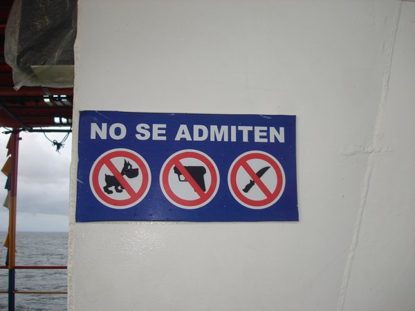 Sign on the ferry.
