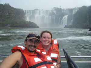 Speedboating around Iguazu Falls
