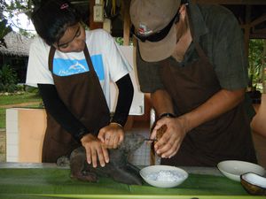 Making coconut shavings