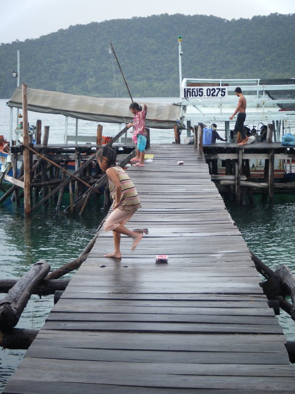 Kids playing on the dock