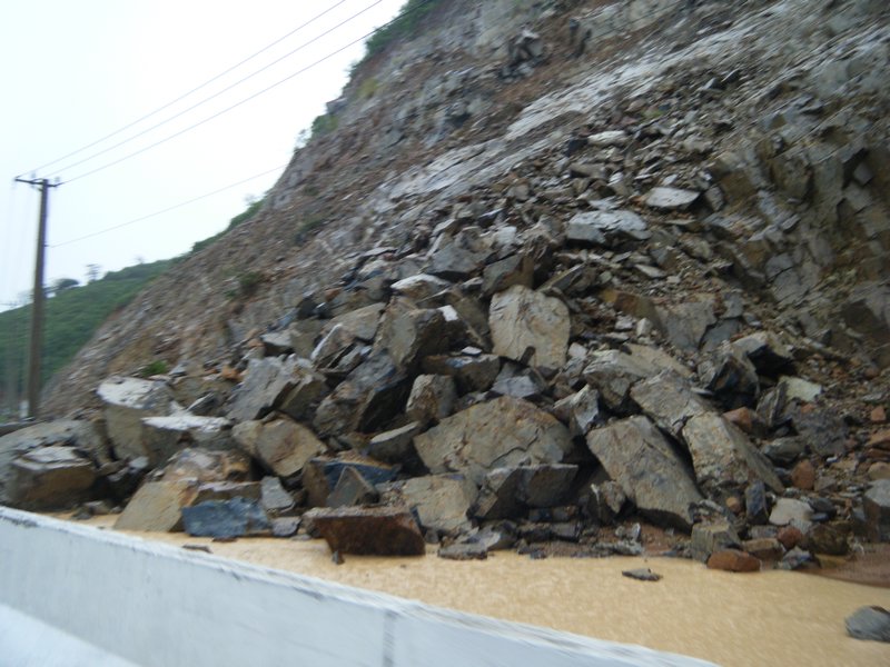 Landslides over the road
