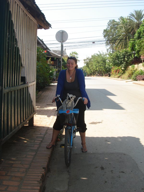Shez and Willy on a bike ride around Luang Prabang