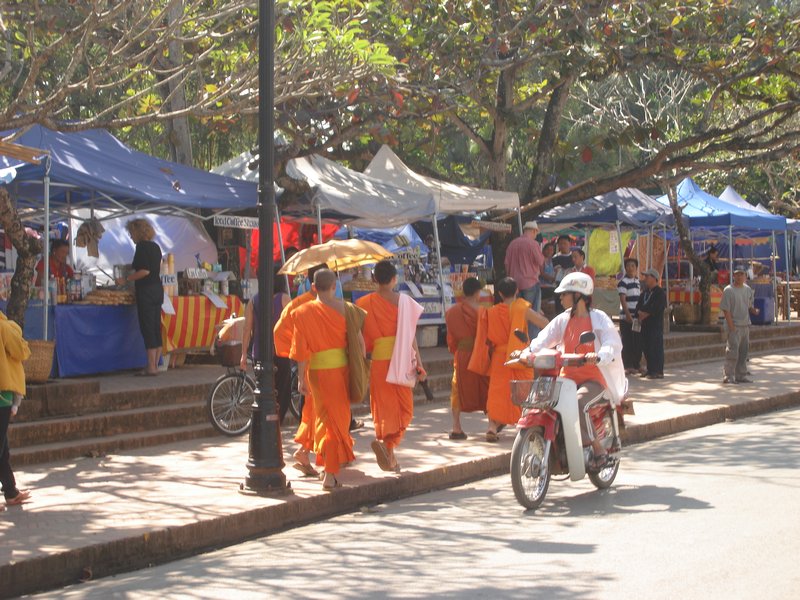 Monks at the market in LP