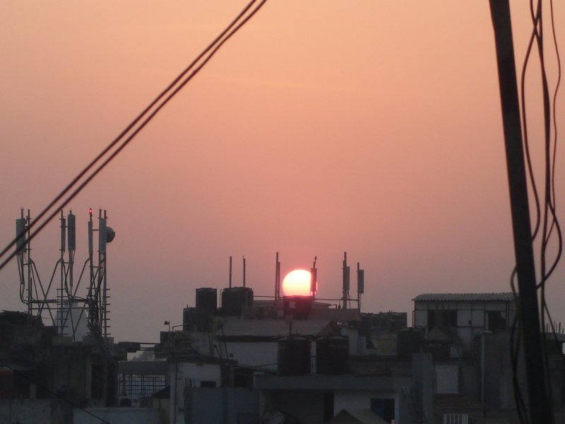 Sunset over the roof tops of Delhi