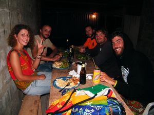 63-Last Dinner in Tofo with Georgina, Miguel, Jonathan,    , and Roscoe