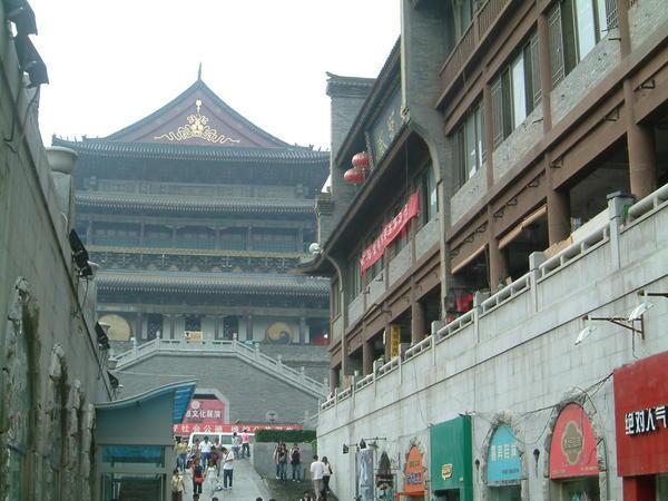 Drum tower on a rainy day in Xian