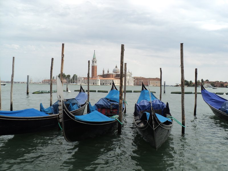 Gondolas with Isola di Giorgio Maggiore in the background