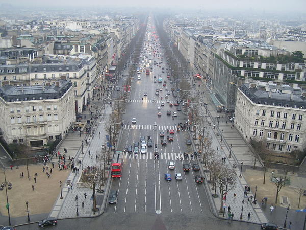 Looking down the Champs-Elysees
