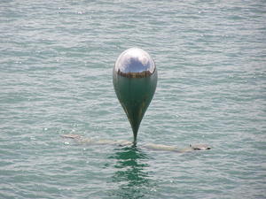 Sculpture on the Gulf -- I'm standing on the landmass that is being reflected back.