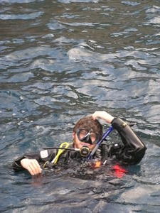 The diver gives the "All Clear" sign