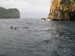 The divers make their way to the drop point
