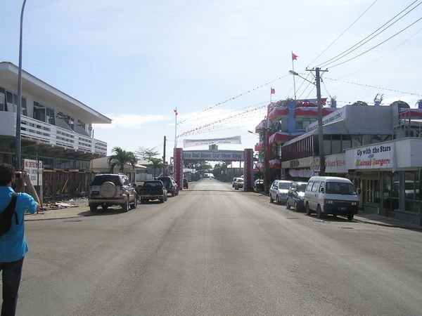 Main street in the biggest town in Tonga