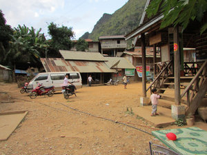 Your first view of nong khiaw from the boat landing.